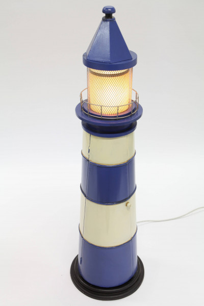 Design-Schrank "Leuchtturm" mit Licht, Retro, blau, 125cm