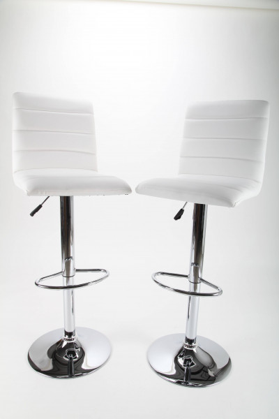 2er Set Barhocker Barstuhl Designstuhl Barsessel chrom/weiß Kunstleder