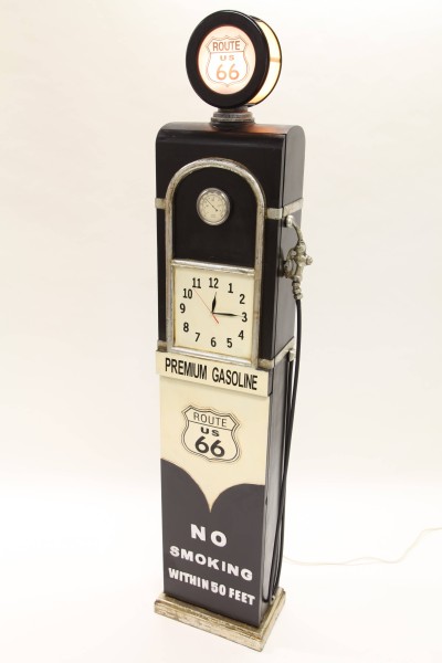 Design-Schrank "Zapfsäule" mit Uhr + Licht, Retro, schwarz, 187cm
