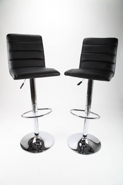 2er Set Barhocker Barstuhl Designstuhl Barsessel chrom/schwarz Kunstleder