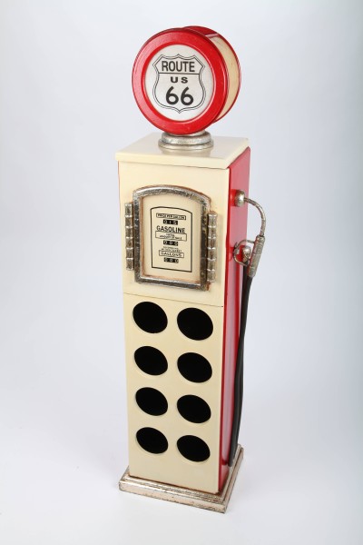 Weinschrank, Getränkeregal "Zapfsäule" mit Licht, weiß/rot, 109cm
