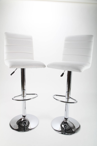 2er Set Barhocker Barstuhl Designstuhl Barsessel chrom/weiß Kunstleder