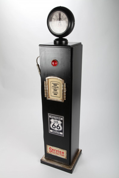 Design-Schrank "Zapfsäule" mit Uhr + Licht, Retro, schwarz, 150cm