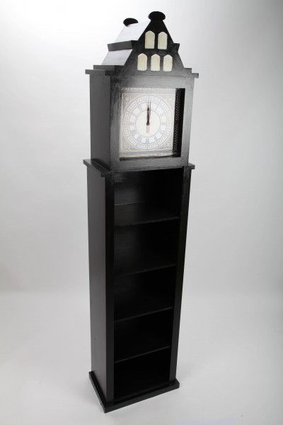 Design-Regal "Big Ben" mit Uhr, Regal aus Holz, Lifestyle-Möbel im Retrolook, weiss, 182cm