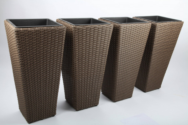 4x Blumenkübel Pflanztöpfe Pflanztopf Blumenkübel aus Polyrattan H 61cm