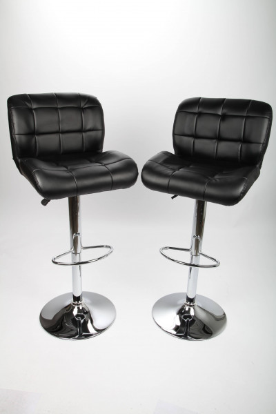 2er Set Barhocker Barstuhl Designstuhl Barsessel chrom/schwarz Kunstleder