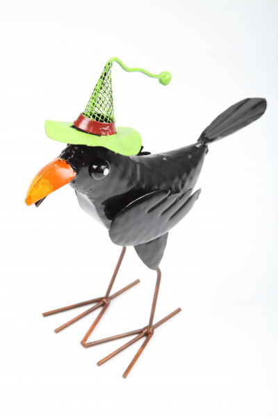 Gartenfigur aus Metall Dekofigur Rabe
