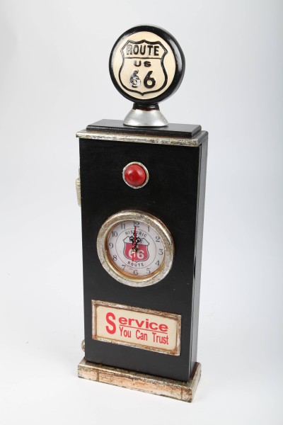Design-Schlüsselschrank "Zapfsäule" mit Uhr, Retro, schwarz, 63cm