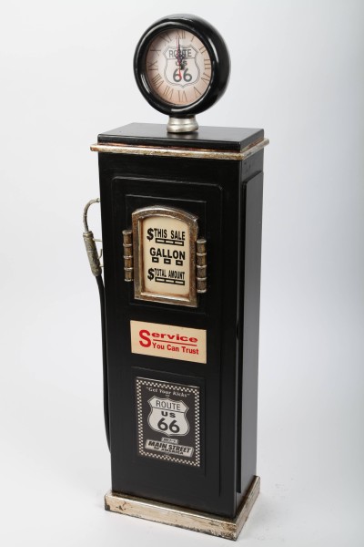 Design-Schrank "Zapfsäule" mit Uhr, Retro, schwarz, 102cm