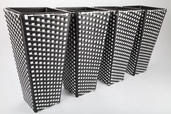 4x Blumenkübel Pflanzkübel Pflanzgefäß Blumentopf Polyrattan H 61cm UVP 199,--