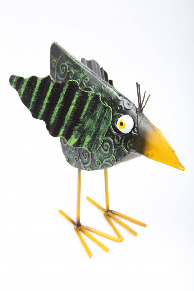 Gartenfigur aus Metall Dekofigur Rabe